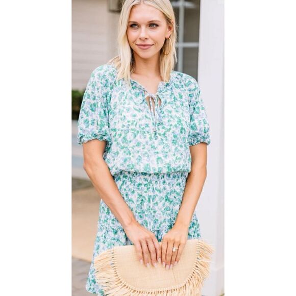 The Impeccable pig Catch Their Eye Green Ditsy Floral Dress Size M/ Pristine - Picture 2 of 11